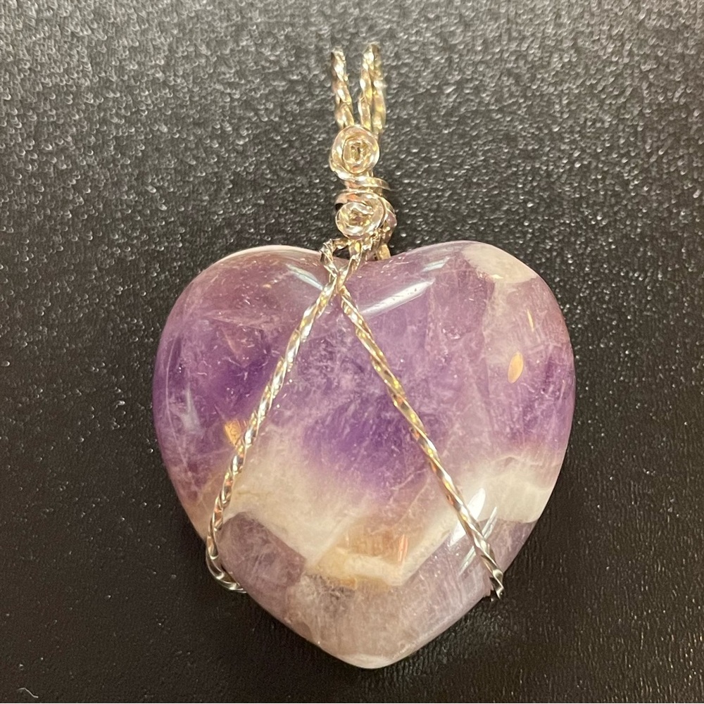 Chevron Amethyst Heart pendant